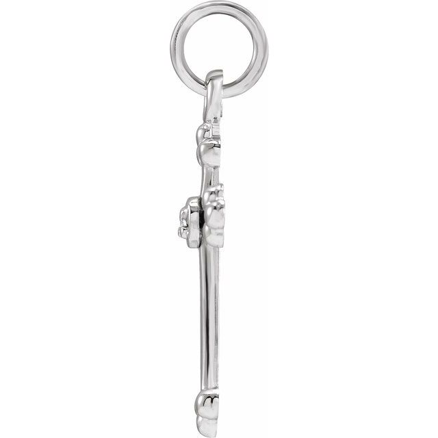 14K White .005 CT Natural Diamond Cross Pendant