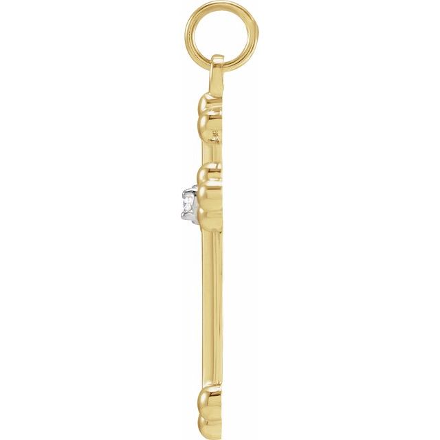 14K Yellow/White .005 CT Natural Diamond Cross Pendant