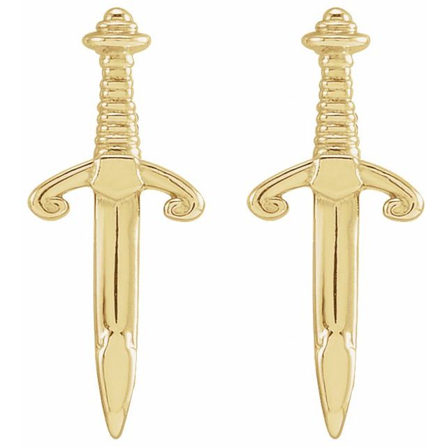 14K Yellow Dagger Earrings