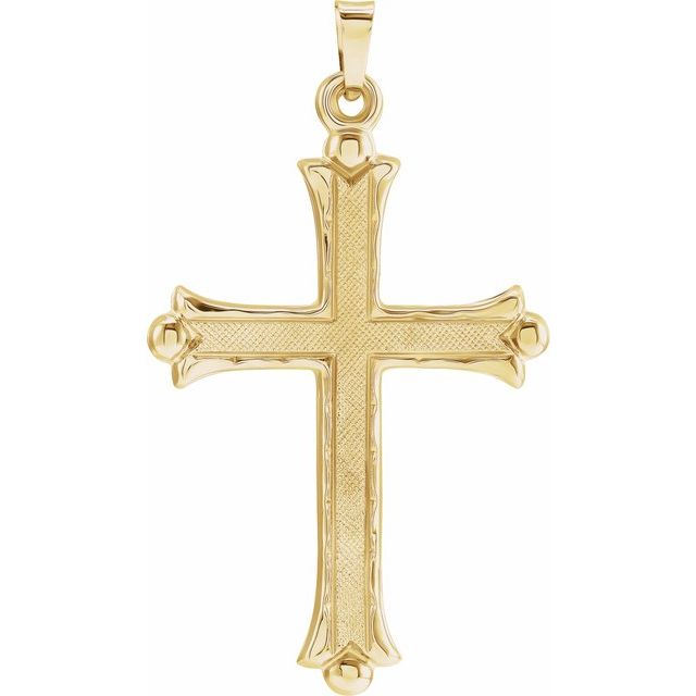 14K Yellow 33x23.5 mm Hollow Cross Pendant