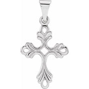 14K White Cross Pendant