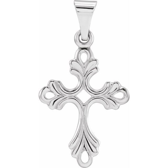 14K White Cross Pendant