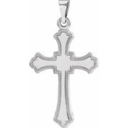 14K White Cross Pendant