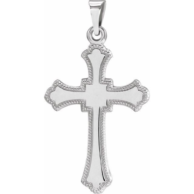 14K White Cross Pendant