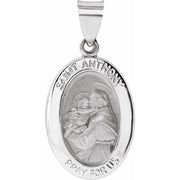 14K White 19x14 mm Oval Hollow St. Anthony Medal