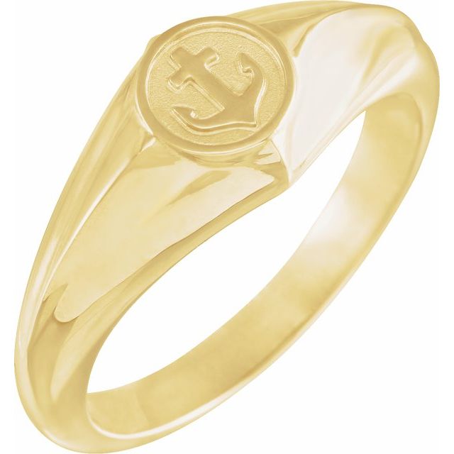 14K Yellow Cross Anchor Ring