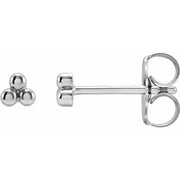 14k White 3 Beads Stud Earrings