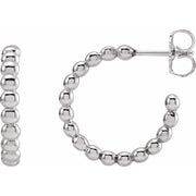 Sterling Silver Beaded 17 Mm Hoop Earrings