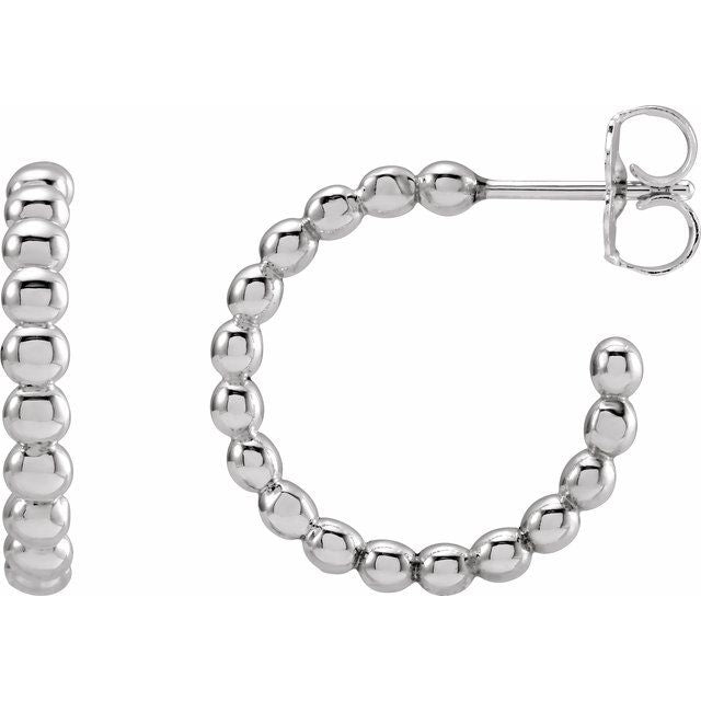 Sterling Silver Beaded 17 Mm Hoop Earrings