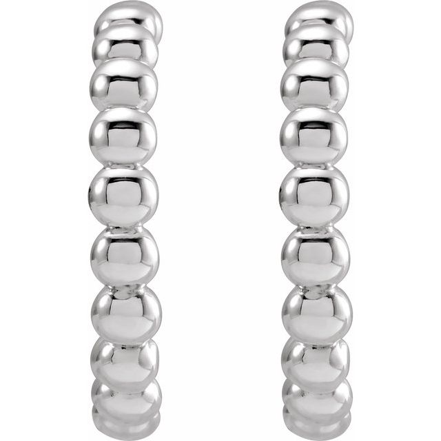 Sterling Silver Beaded 17 Mm Hoop Earrings