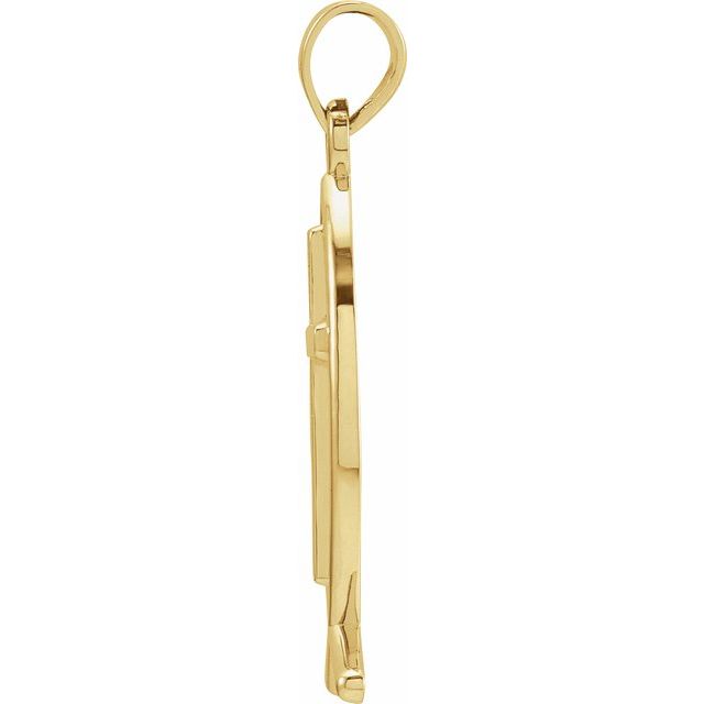14k Yellow 17x8 Mm Fish With Cross Pendant
