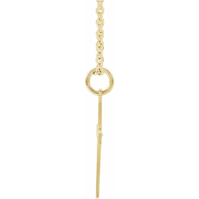 14k Yellow .01 Ct Natural Diamond Cross 18' Necklace