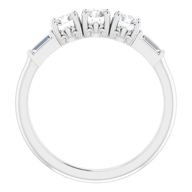 14k White 9/10 Ctw Lab-grown Diamond Three-stone Anniversary Band