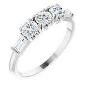 14k White 9/10 Ctw Lab-grown Diamond Three-stone Anniversary Band