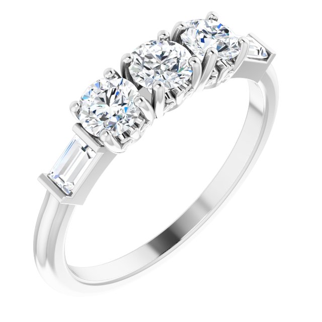 14k White 9/10 Ctw Lab-grown Diamond Three-stone Anniversary Band