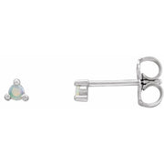 Sterling Silver 3 mm Round Natural White Opal Earrings