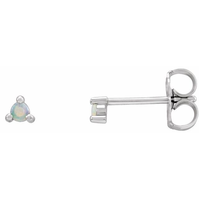 Sterling Silver 3 mm Round Natural White Opal Earrings