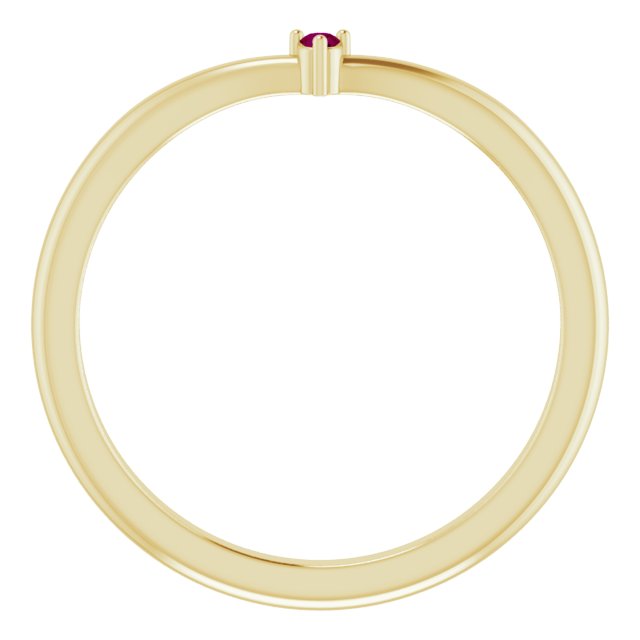 14K Yellow Natural Rhodolite Garnet Stackable V Ring
