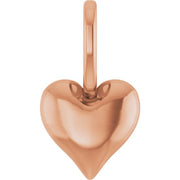 14K Rose Puffed Heart Charm/Pendant