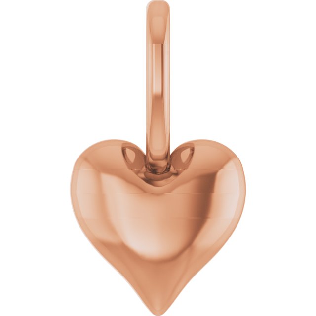 14K Rose Puffed Heart Charm/Pendant