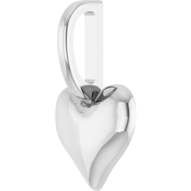 14K White Puffed Heart Charm/Pendant