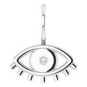 Sterling Silver .02 CT Natural Diamond Evil Eye Charm/Pendant