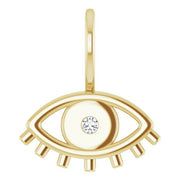 14K Yellow .02 CT Natural Diamond Evil Eye Charm/Pendant