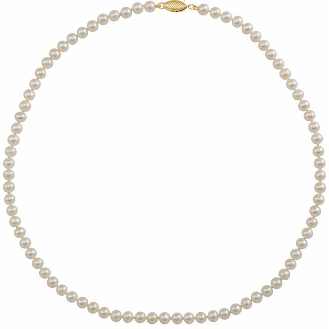 14K Yellow Cultured White Freshwater Pearl 16' Necklace