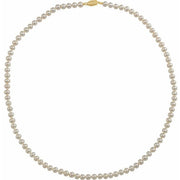 14K Yellow Cultured White Freshwater Pearl 18' Necklace