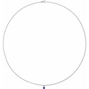 14K White Natural Blue Sapphire 16' Necklace