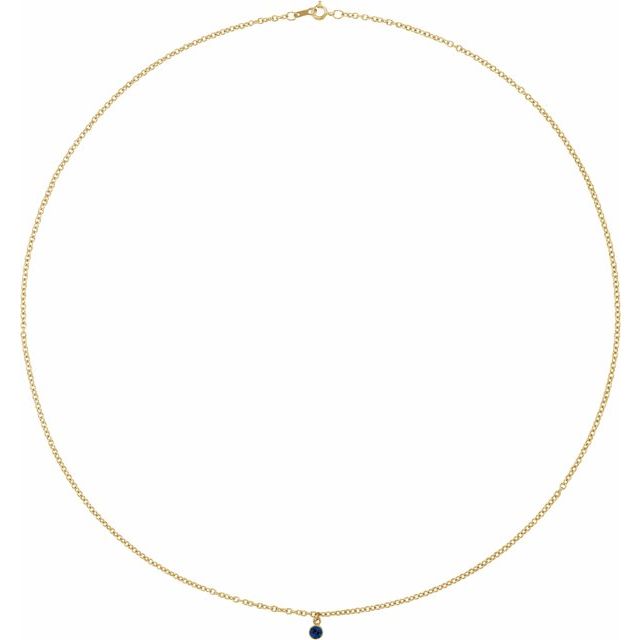 14K Yellow Natural Blue Sapphire 16' Necklace