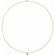14K Yellow Natural Emerald 16' Necklace
