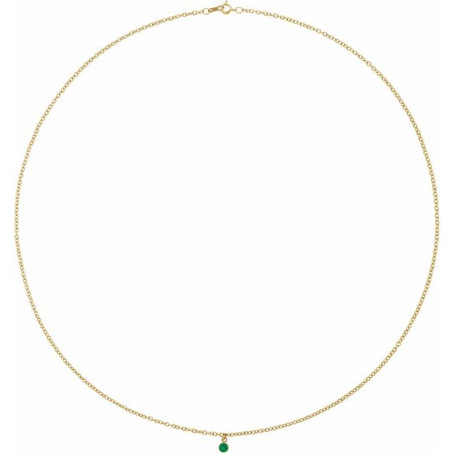 14K Yellow Natural Emerald 16' Necklace