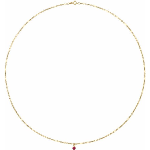 14K Yellow Natural Ruby 16' Necklace