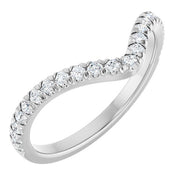 14k White 1/3 Ctw Lab-grown Diamond French-set Contour Band
