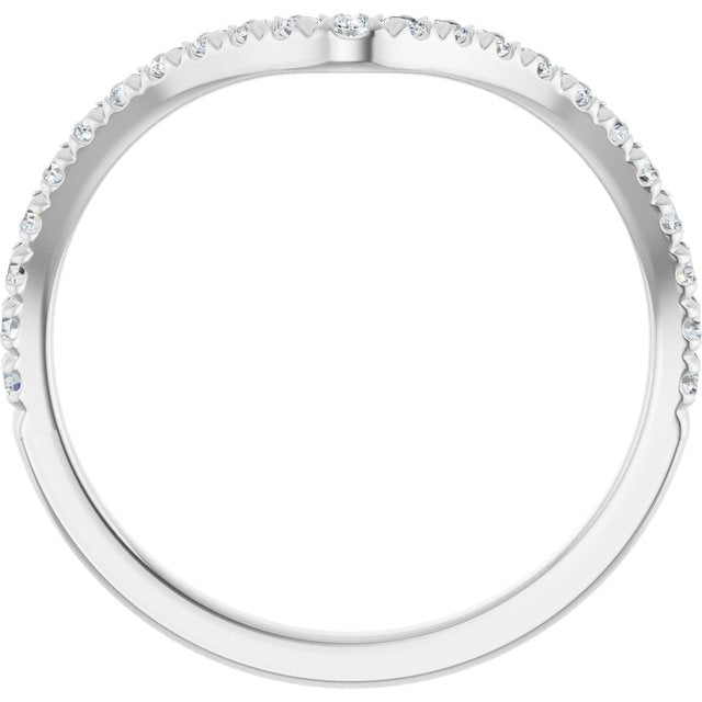 14k White 1/3 Ctw Lab-grown Diamond French-set Contour Band