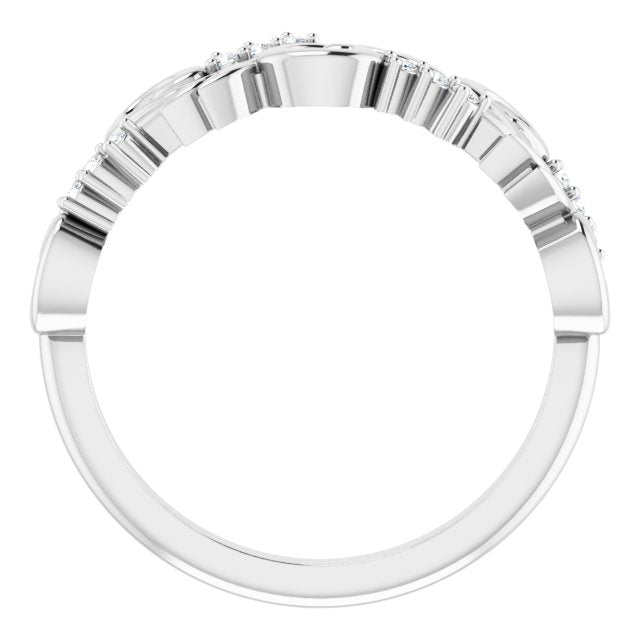 14K White .08 CTW Natural Diamond Floral Anniversary Band