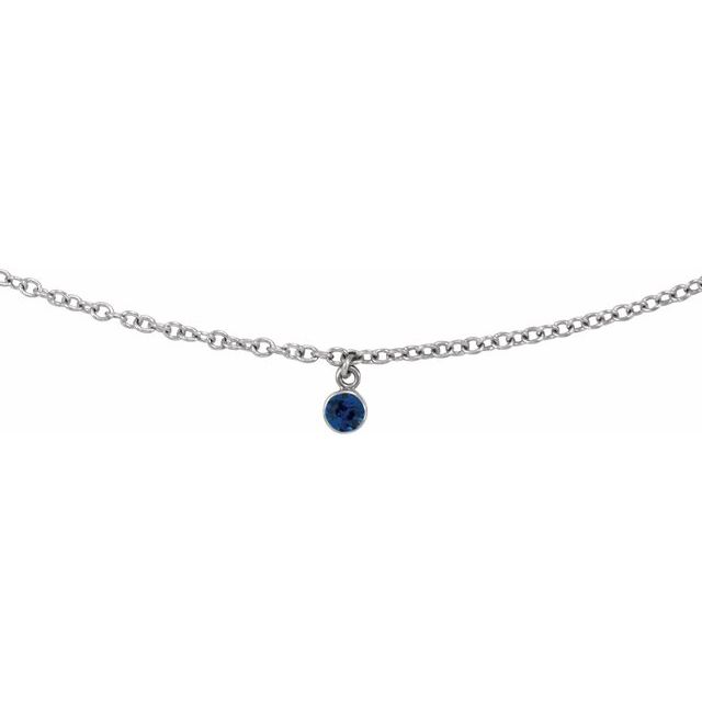 14K White Natural Blue Sapphire 16' Necklace