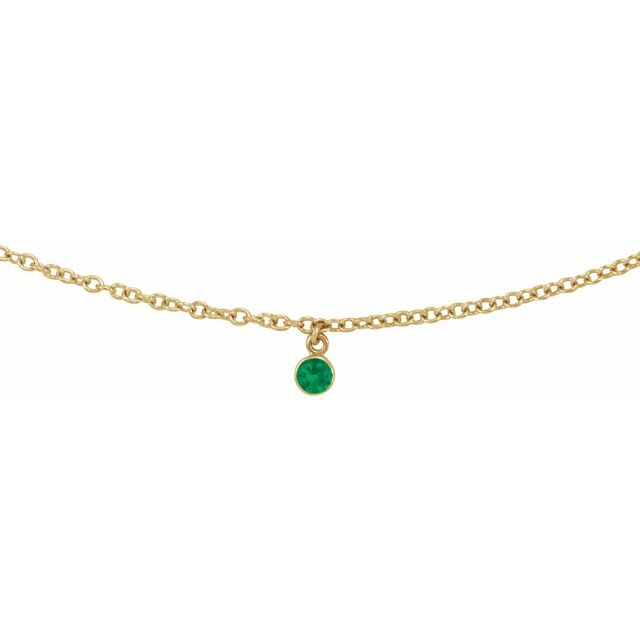 14K Yellow Natural Emerald 16' Necklace