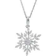Sterling Silver Imitation White Cubic Zirconia Snowflake 18' Necklace