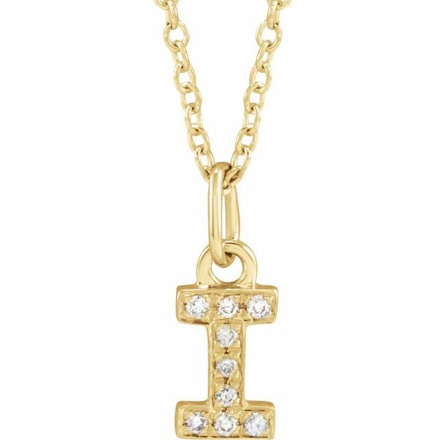 14K Yellow .03 CTW Natural Diamond Petite Initial I 16-18' Necklace