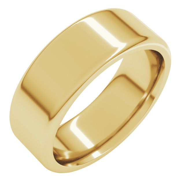 14K Yellow 7 mm Flat Comfort Fit Round Edge Band Size 5