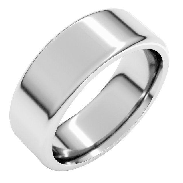 14k White 7 Mm Round-edge  Comfort-fit Flat Band Size 11