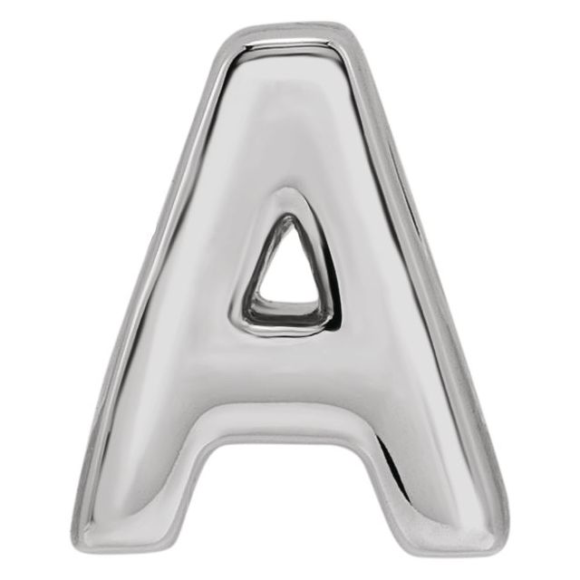 14K White Block Initial A Slide Pendant