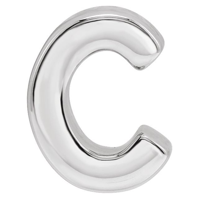 14K White Block Initial C Slide Pendant