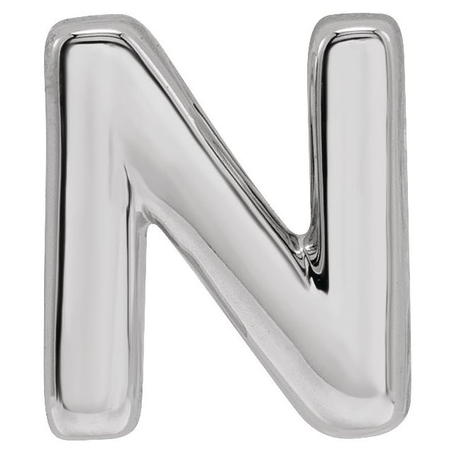 14K White Block Initial N Slide Pendant