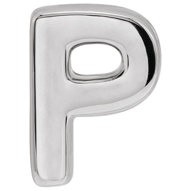 14K White Block Initial P Slide Pendant