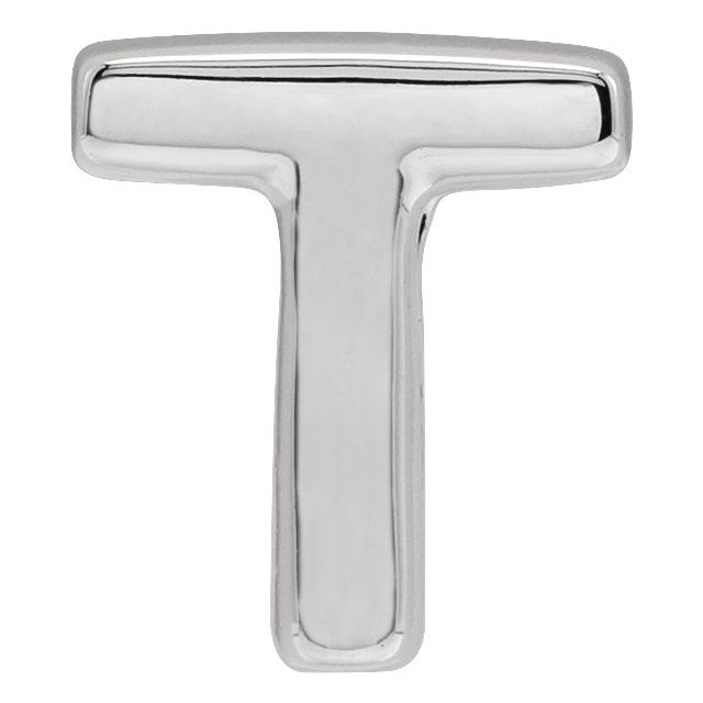 14K White Block Initial T Slide Pendant