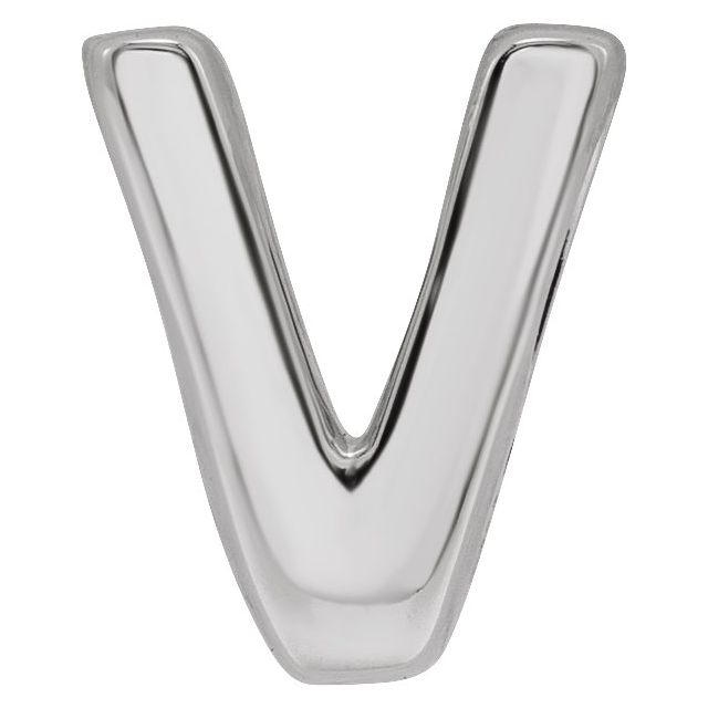 Sterling Silver Block Initial V Slide Pendant