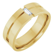 14k Yellow 1/8 Ct Natural Diamond Notched Band Size 10